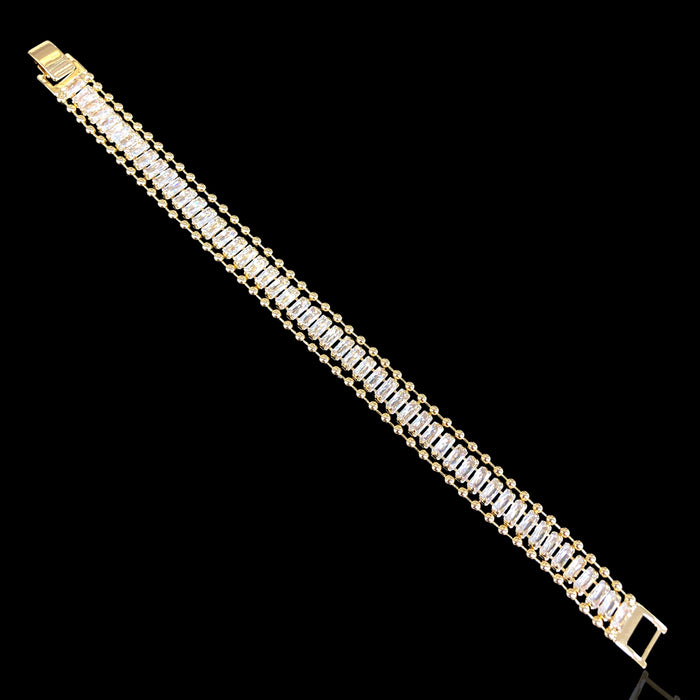 Oro Laminado Gold Filled Florencia Mirage Brilliant CZ Bracelet