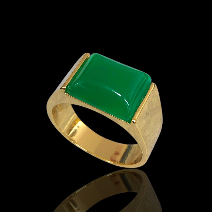 Oro Laminado Gold Filled Forest Glow Jade Ring