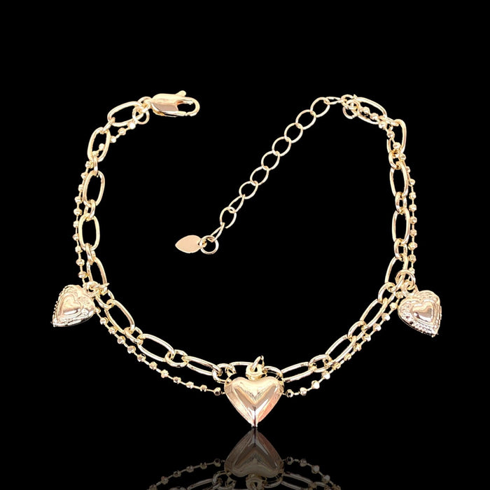 18K Gold-Filled Heart of Gold Bracelet- kuania oro laminado