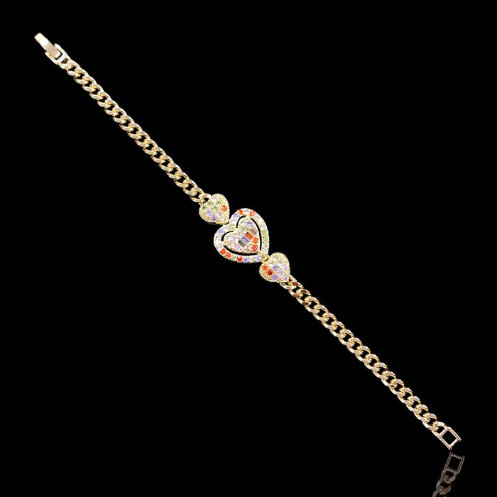 Oro Laminado Gold Filled Heart of Tahiti CZ Bracelet