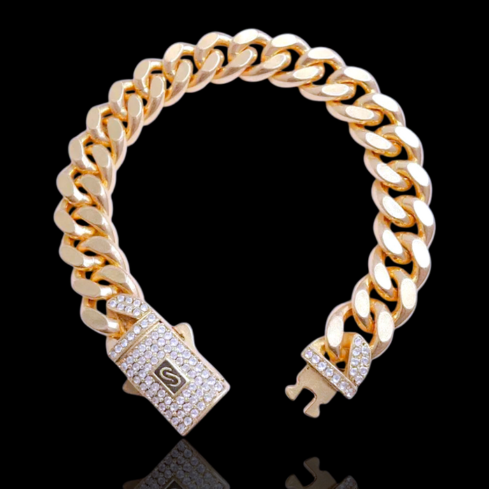 Oro Laminado Gold Filled High Polish Miami Cuban Bracelet