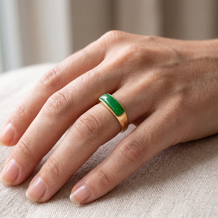 Oro Laminado Gold Filled Imperial Grace Jade Ring
