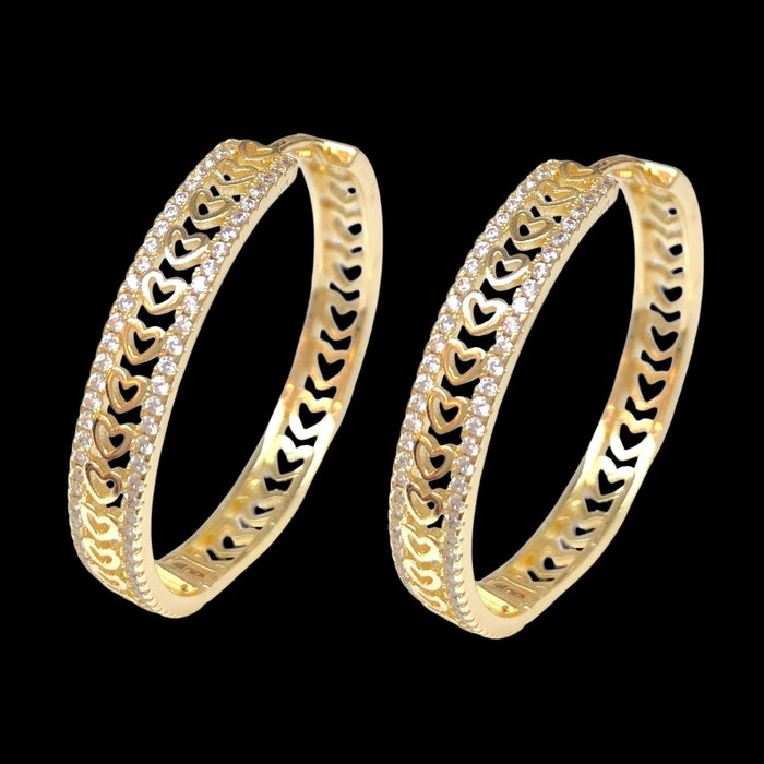 Oro Laminado Gold Filled Infinite Heart CZ Hoop Earrings