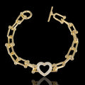 18k Gold Filled Milano Heart CZ Bracelet- kuania oro laminado