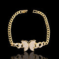 Oro Laminado Gold Filled Monarch Butterfly CZ Bracelet