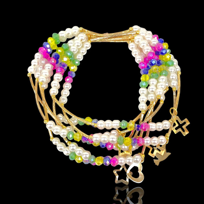 Oro Laminado Gold Filled Mystic Crystal Charm Bracelets