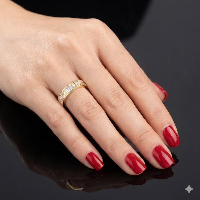 Oro Laminado Gold Filled Parisian Amor Heart CZ Ring