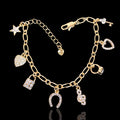 Oro Laminado Gold Filled Parisian Mini Charms Bracelet