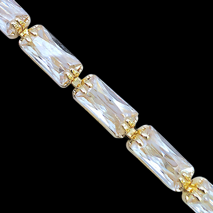 Oro Laminado Gold Filled Princess Cut CZ Tennis Bracelet