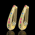 Oro Laminado Gold Filled Rainbow Mirage CZ Hoop Earrings