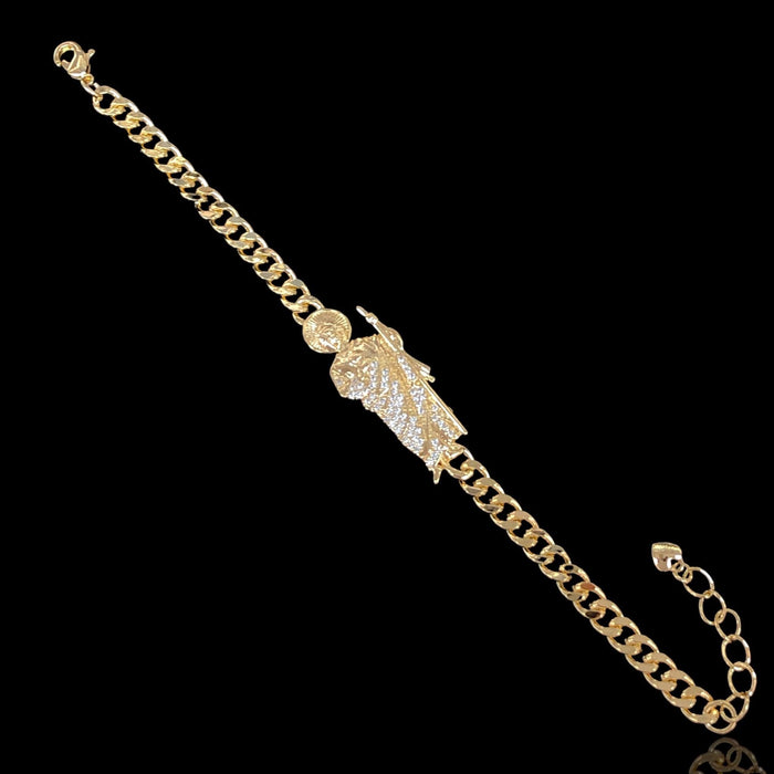 Oro Laminado Gold Filled San Judas Miami Cuban Bracelet