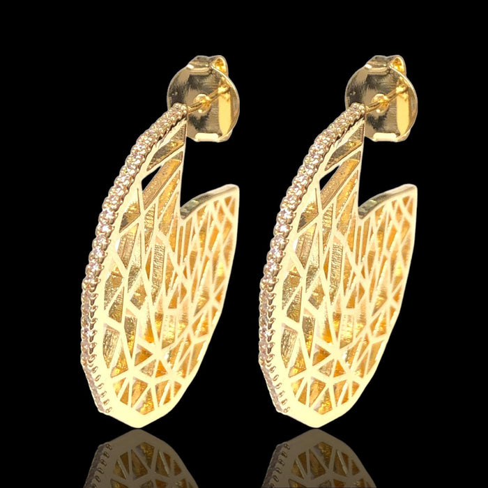 Oro Laminado Gold Filled Strasbourg CZ Hoop Earrings