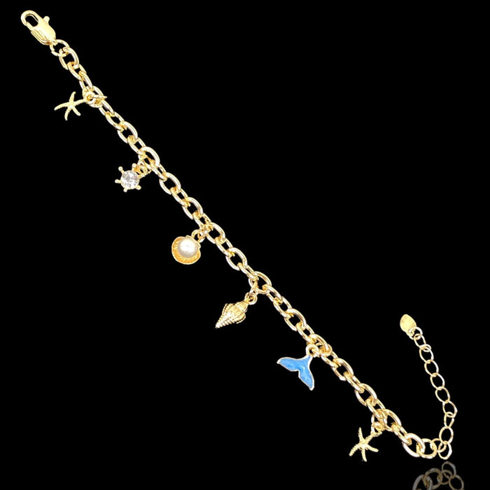 Oro Laminado Gold Filled Summer Oceanic Charm Bracelet (PACK OF 6)W - KUANIA