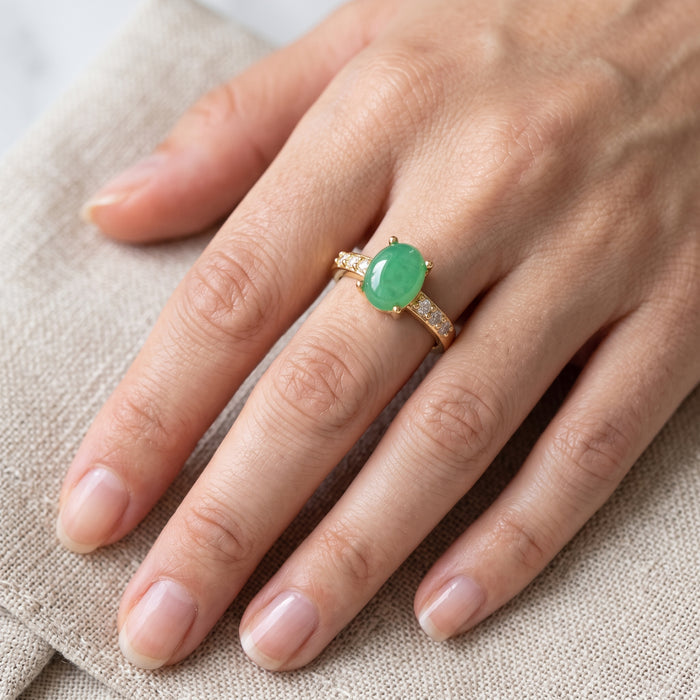 Oro Laminado Gold Filled Thai Royalty Heirloom Jade Ring