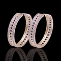 Oro Laminado Gold Filled Venetian Braid CZ Hoop Earrings