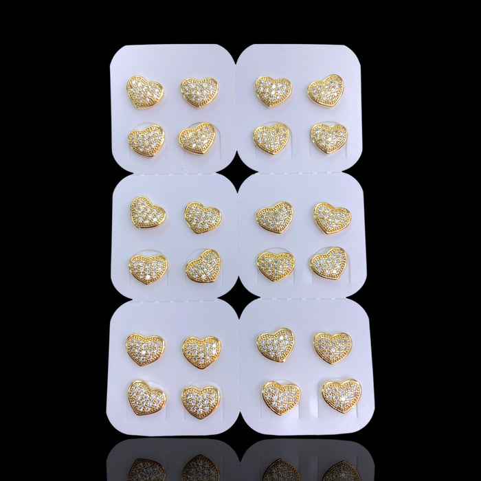 Oro Laminado Gold Mini Cupid Heart Stud Earrings (Pack of 12)