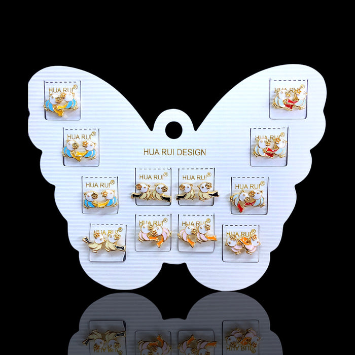 Oro Laminado Tiny Baby Bird Stud Earrings (Pack of 12)