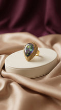 Osmanli Ring red gemstone Turkish statement ring with gold-tone detailing