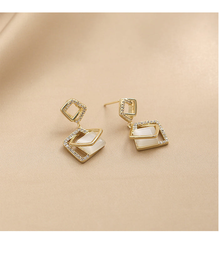 Presentski 18k Geometric Earrings Simple Personality Versatile Earrings for Women