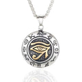 Presentski Egyptian Eye of Horus Necklace Disc Titanium Steel Death Devil's Eye Pendant Necklace