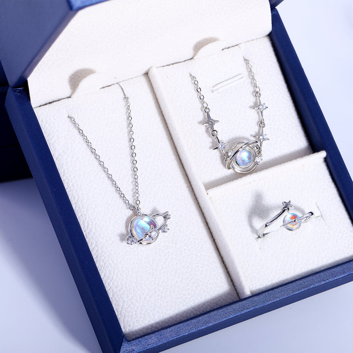 Presentski Planet Moonstone Jewelry Set with Gift Box T3S011