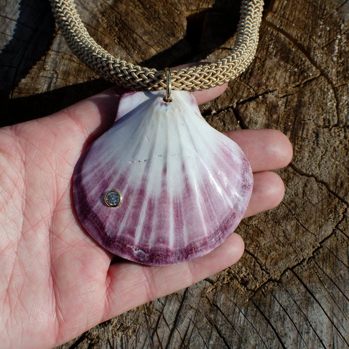 Purple Scallop Sparkle Inlay Shell