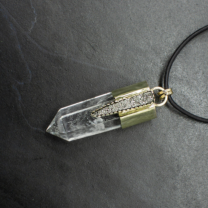 Quartz Point with Pyrite