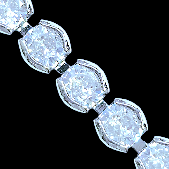 Rhodium Layered Turkish Round Bezel Zirconia Tennis Bracelet