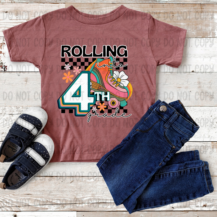 Rolling Into Fourth Grade Pink - PNG