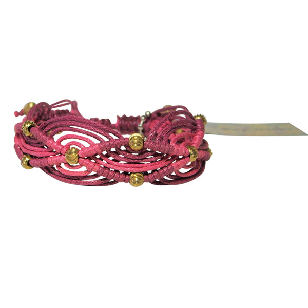 Rose Gonzales "Gigi" Boheme Collection Woven Bracelet in Burgundy & Watermelon - Belle Fleur Boutique