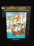 Sailing Ships Stained Glass Coloring Book – John Green – Dover Nautical Art - Annapolis Maritime Antiques
