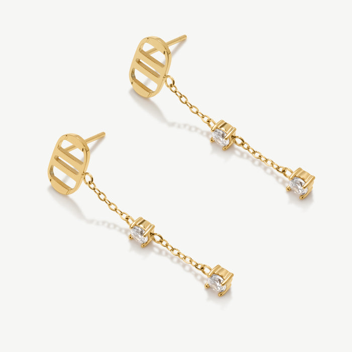 Signature Drop Earrings With Stones