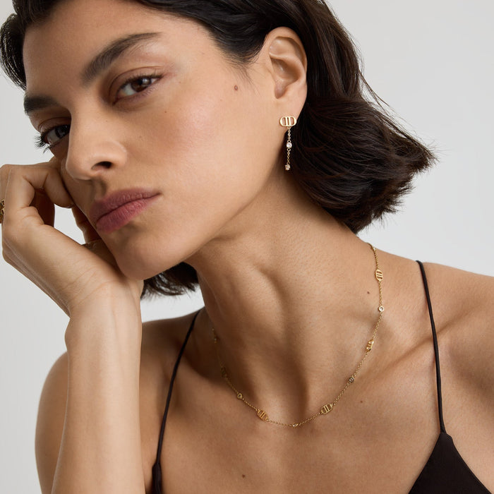 Signature Drop Earrings With Stones