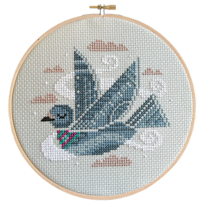 Soaring Pigeon Cross Stitch Pattern-Stitched Modern