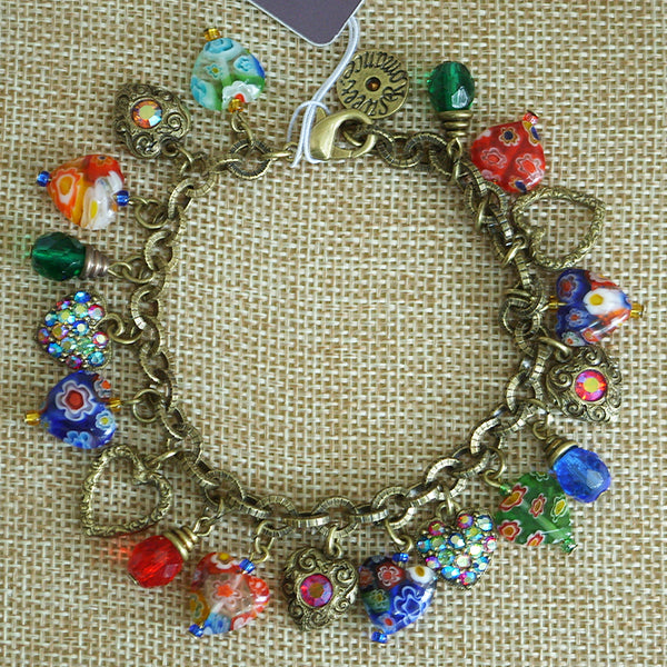 Sweet Romance Candy Glass Hearts Charm Bracelet - Belle Fleur Boutique