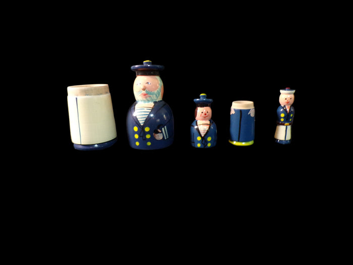 Wooden Nesting Dolls Nautical Theme